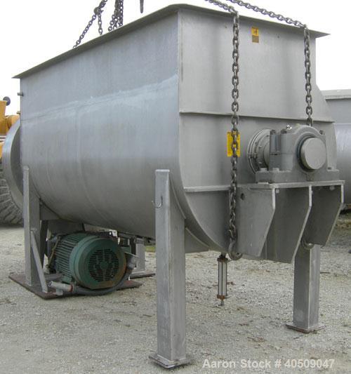 Used Marion Semi-Cylindrical Paddle Mixer, Model SPY66144, approximately 300 cubic feet working capacity, 304 stainless steel. Non-jacketed trough 55 1/2" wide at top opening to approximately 66" wid...