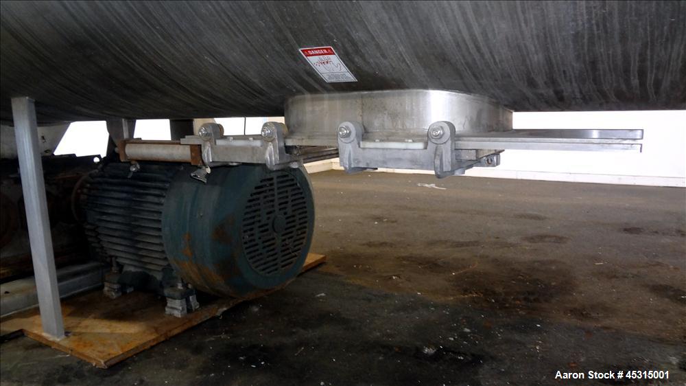Used Marion Semi-Cylindrical Paddle Mixer, approximately 300 cubic feet working capacity, 304 stainless steel. Non-jacketed trough 55-1/2" wide at top opening to approximately 66" wide inside x 144" ...
