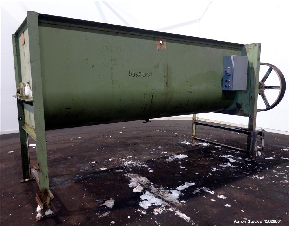 Used Marion Paddle Mixer, Approximately 200 Cubic Feet, Carbon Steel. Non-jacketed trough 144" long x 52" wide x 50" deep. 260 rpm. 4" diameter shaft with (7) 18" wide paddles driven by a 30 hp, 3/60...