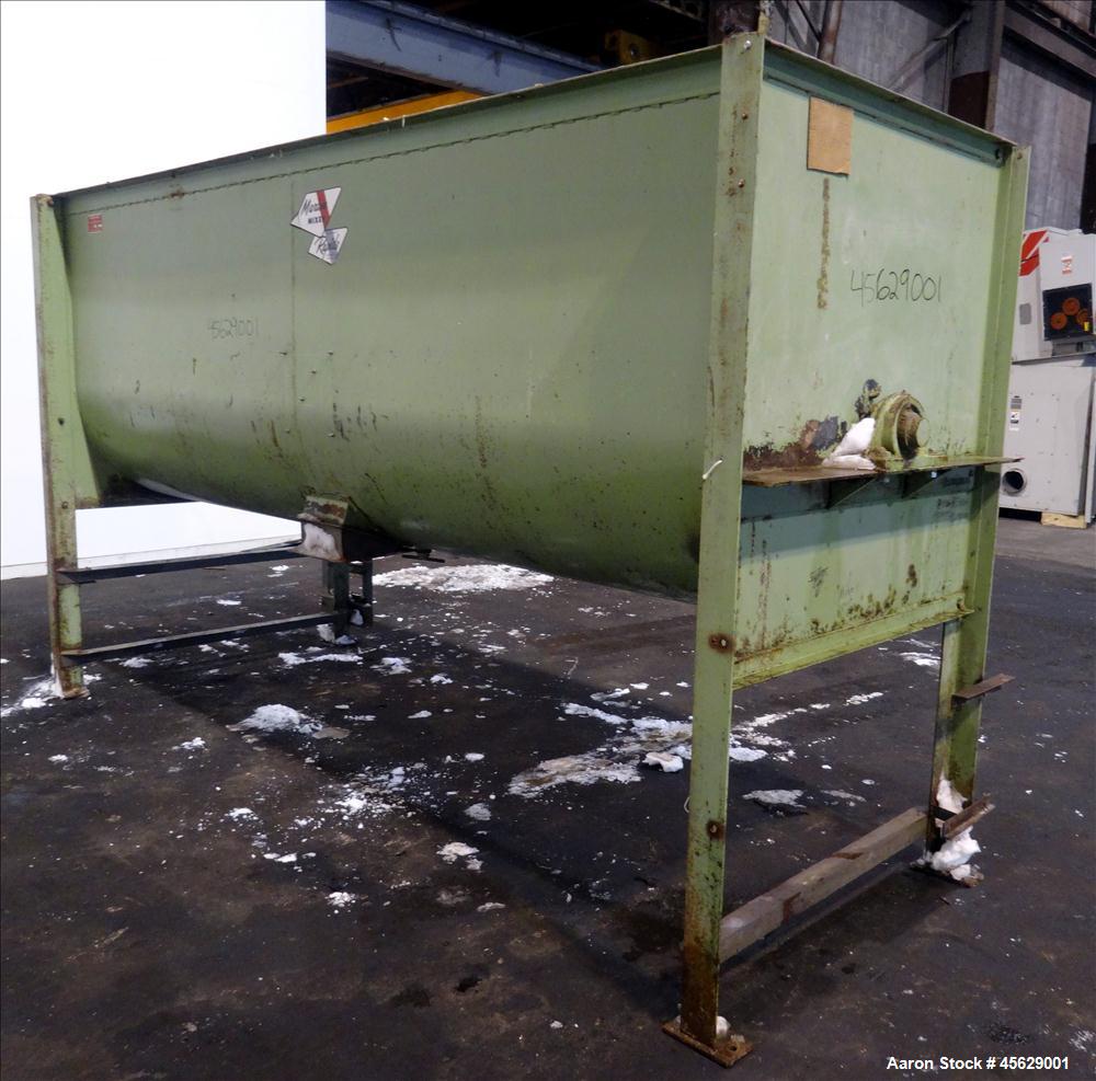Used Marion Paddle Mixer, Approximately 200 Cubic Feet, Carbon Steel. Non-jacketed trough 144" long x 52" wide x 50" deep. 260 rpm. 4" diameter shaft with (7) 18" wide paddles driven by a 30 hp, 3/60...