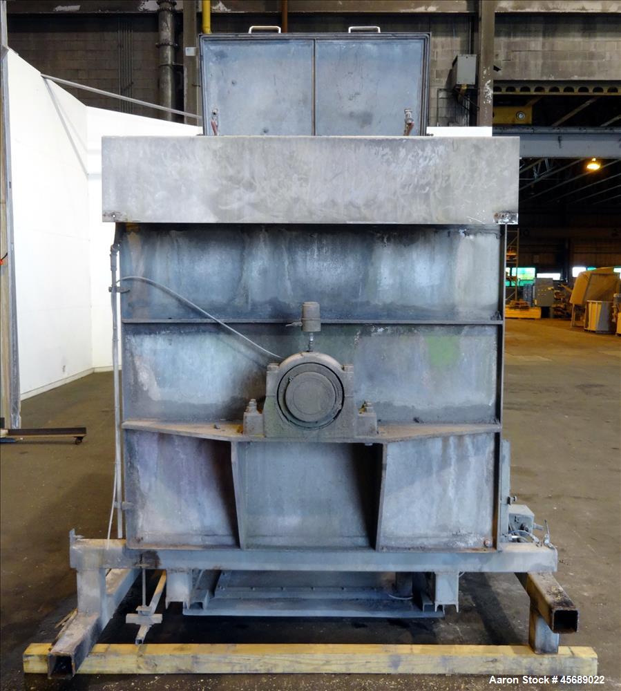 Used Marion Paddle Mixer, 304 Stainless Steel. Approximate 109 cubic feet/500 Pound Working Capacity. Non-jacketed tough approximately 73" long x 54" wide x 64" deep, 5" diameter shaft with (6) paddl...