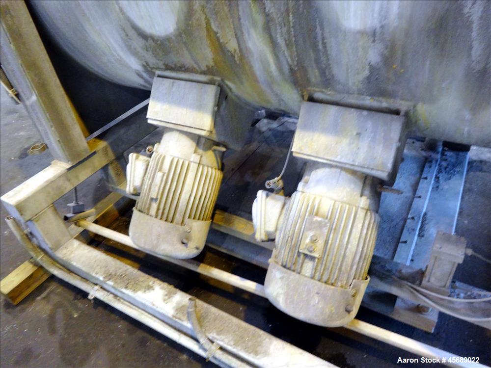 Used Marion Paddle Mixer, 304 Stainless Steel. Approximate 109 cubic feet/500 Pound Working Capacity. Non-jacketed tough approximately 73" long x 54" wide x 64" deep, 5" diameter shaft with (6) paddl...