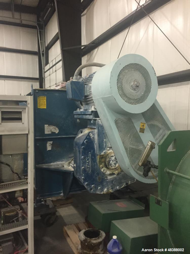 Used Marion Paddle Mixer, Model # HPC5474. Carbon Steel. Approximately 100 cubic feet. 54" wide x 74" long x 64 1/2" deep, 100 hp drive, 3/60, 1785 rpm, 460 volt. 111 amps.  8" diameter center shaft....