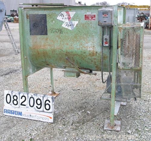 USED: Marion Paddle Mixer, 18 cubic feet working capacity, carbon steel. Non-jacketed trough 27" wide x 48" long x 35" deep, 2" diameter shaft with (4) bolt-on paddles, 6" x 6" bottom outlet. 2 piece...