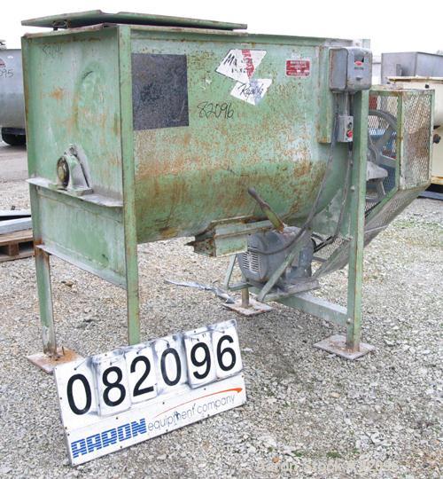 USED: Marion Paddle Mixer, 18 cubic feet working capacity, carbon steel. Non-jacketed trough 27" wide x 48" long x 35" deep, 2" diameter shaft with (4) bolt-on paddles, 6" x 6" bottom outlet. 2 piece...
