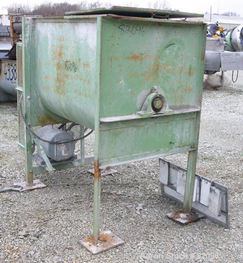 USED: Marion Paddle Mixer, 18 cubic feet working capacity, carbon steel. Non-jacketed trough 27" wide x 48" long x 35" deep, 2" diameter shaft with (4) bolt-on paddles, 6" x 6" bottom outlet. 2 piece...