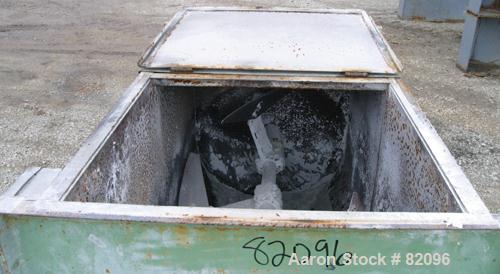 USED: Marion Paddle Mixer, 18 cubic feet working capacity, carbon steel. Non-jacketed trough 27" wide x 48" long x 35" deep, 2" diameter shaft with (4) bolt-on paddles, 6" x 6" bottom outlet. 2 piece...