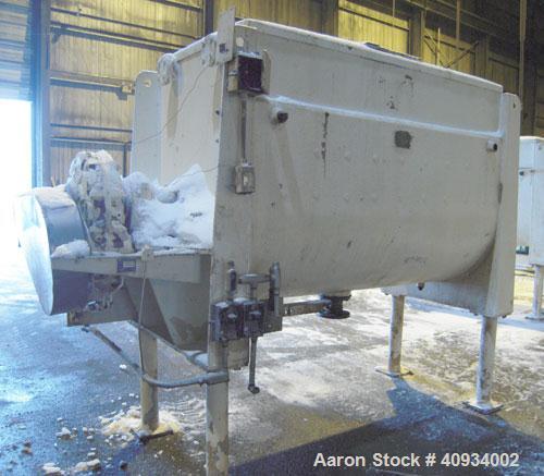 Used McCarter Corp Chocolate Mixer, approximately 76 cubic feet (560 gallon), carbon steel. Jacketed trough approximately 42'' wide x 84'' long x 56'' deep, rated 40 psi at 275 deg F. Approximate 5''...