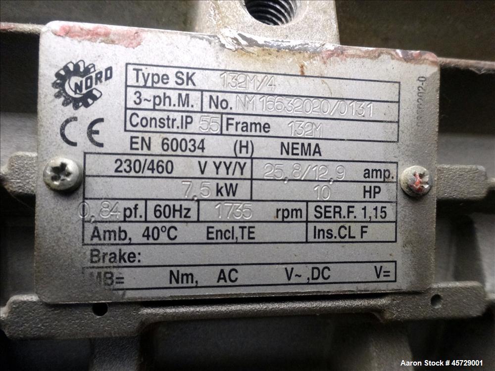 Used Mepaco Twin Shaft Paddle Mixer, Model 170, 2000 Pound Working Capacity (40 Cubic Feet), 304 Stainless Steel. Non-jacketed trough 71" long x 45" wide x 30" deep. (2) 3" Diameter shafts with 12 we...