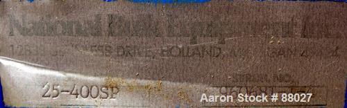 Used National Bulk Equipment Paddle Mixer, model 25-400SP, 44 cubic feet, carbon steel. Non-jacketed trough 42-1/2" wide x 48" long x approximately 47" deep.  Approximate 2-1/2" diameter shaft with (...