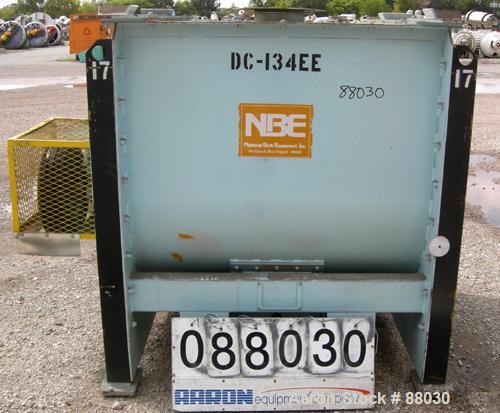 Used National Bulk Equipment Paddle Mixer, model 25-400SP, 44 cubic feet, carbon steel. Non-jacketed trough 42-1/2" wide x 48" long x approximately 47" deep.Approximate 2-1/2" diameter shaft with (4)...