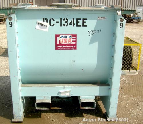 Used National Bulk Equipment Paddle Mixer, model 25-400SP, 44 cubic feet, carbon steel. Non-jacketed trough 42-1/2" wide x 48" long x approximately 47" deep.Approximate 2-1/2" diameter shaft with (4)...