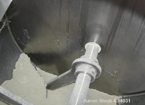 Used National Bulk Equipment Paddle Mixer, model 25-400SP, 44 cubic feet, carbon steel. Non-jacketed trough 42-1/2" wide x 48" long x approximately 47" deep.Approximate 2-1/2" diameter shaft with (4)...