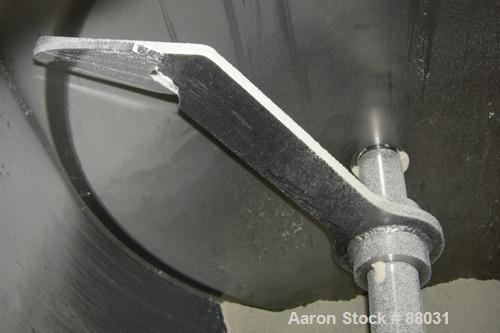 Used National Bulk Equipment Paddle Mixer, model 25-400SP, 44 cubic feet, carbon steel. Non-jacketed trough 42-1/2" wide x 48" long x approximately 47" deep.Approximate 2-1/2" diameter shaft with (4)...