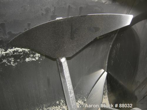 Used National Bulk Equipment Paddle Mixer, model 25-400SP, 44 cubic feet, carbon steel. Non-jacketed trough 42-1/2" wide x 48" long x approximately 47" deep.Approximate 2-1/2" diameter shaft with (4)...