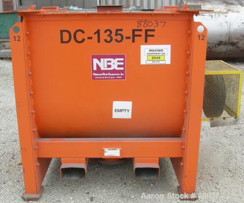 Used National Bulk Equipment Paddle Mixer, model 25-400SP, 44 cubic feet, carbon steel. Non-jacketed trough 42-1/2" wide x 48" long x approximately 47" deep.Approximate 2-1/2" diameter shaft with (4)...