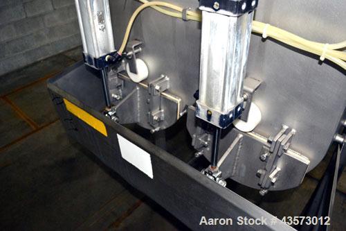 Used PSSI Twin Shaft Paddle Mixer, Approximate 33 Cubic Feet Working Capacity, 304 Stainless Steel. Non-jacketed trough 33-1/2" wide x 60" long x approximate 17-3/4" deep. Top hinged safety grate, du...