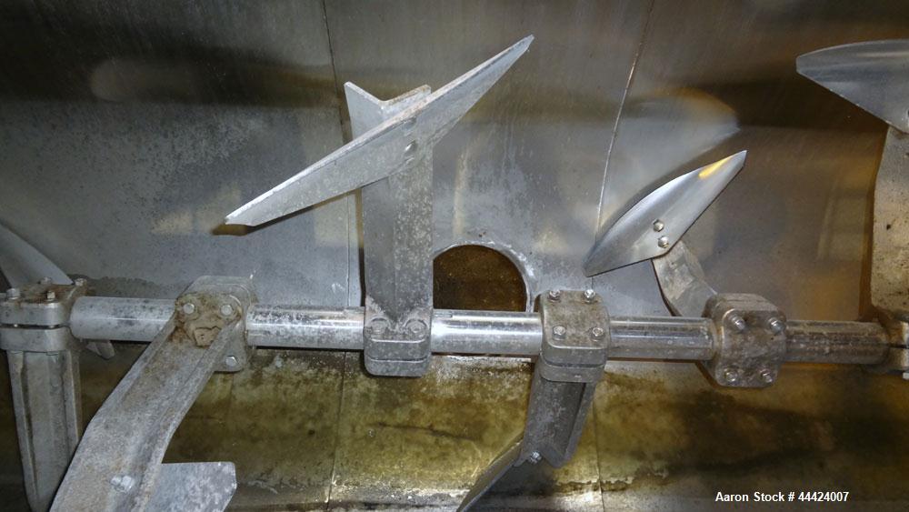 Used Stainless Steel Paddle Mixer, Approximately 100 Cubic Feet
