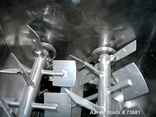 Used Paul O Abbe/Forberg Twin Shaft Fluidizer, Model AF-20. (0.7) Cubic foot working capacity, 1 cubic foot total, 304 stainless steel. Trough 15-3/4" x 18-1/2" x approximately 17" deep. (2) 1-3/4" d...