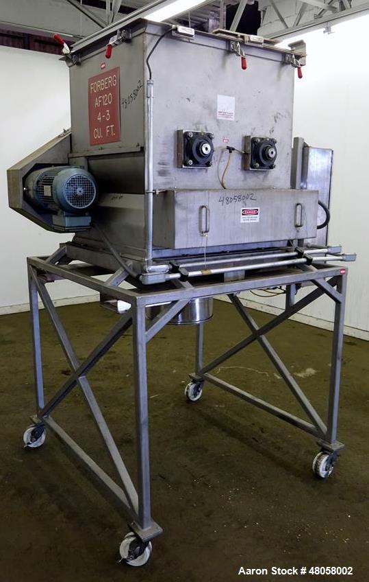 Used Paul O Abbe Forberg Twin Shaft Paddle Mixer Model AF 120, 4.3 Cubic Feet.