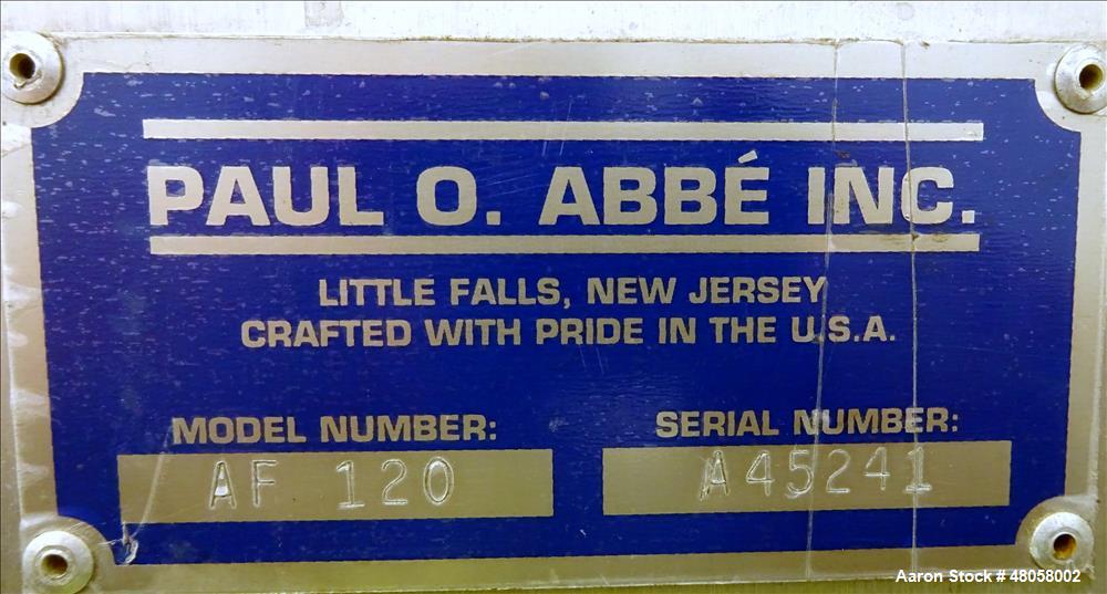 Used Paul O Abbe Forberg Twin Shaft Paddle Mixer Model AF 120, 4.3 Cubic Feet.