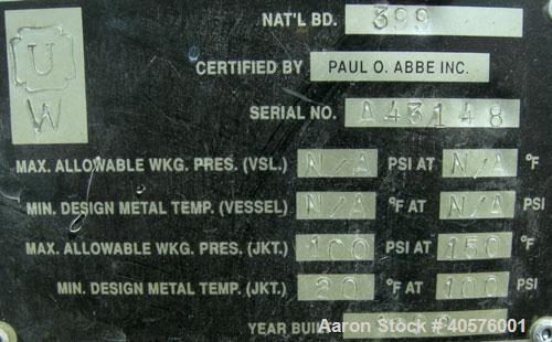 Used Stainless Steel Paul O Abbe Twin Shaft Fluidizer, model AF500