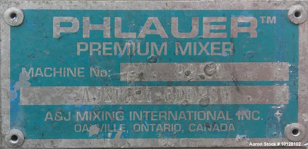 Used Phlauer AJSP141-6DDPSW Twin Shaft Paddle Blender | 5 Cu Ft Stainless Steel Mixer