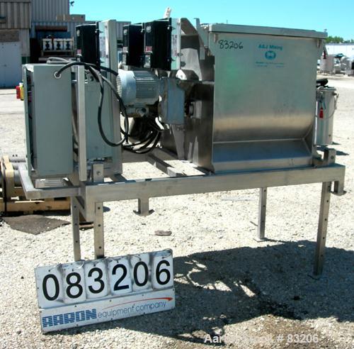 Used: Stainless Steel Phlauer Premium Twin Shaft Fluidized Zone Mixer, model AJSP182-4DPSW, 6 cubic feet working capacity