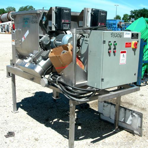 Used: Stainless Steel Phlauer Premium Twin Shaft Fluidized Zone Mixer, model AJSP182-4DPSW, 6 cubic feet working capacity