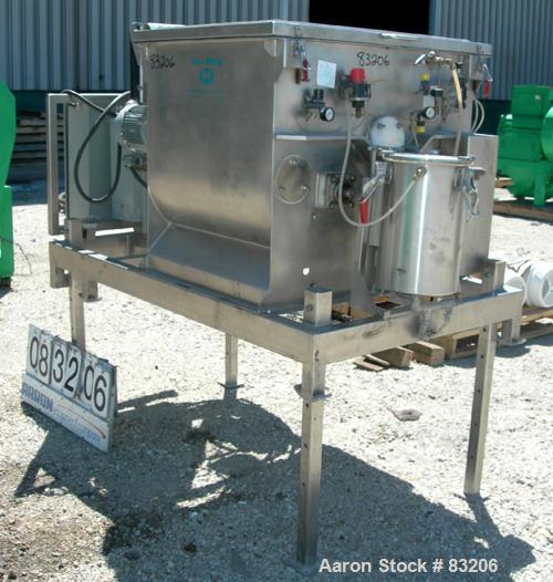 Used: Stainless Steel Phlauer Premium Twin Shaft Fluidized Zone Mixer, model AJSP182-4DPSW, 6 cubic feet working capacity