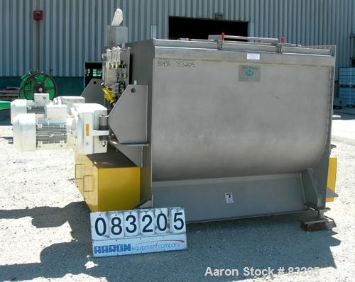 Unused-UNUSED: Phlauer premium twin shaft fluidized zone mixer, model AJSP426DDIS. 90 cubic feet working capacity, 304 stainless steel. Non-jacketed trough 72" x 84" x approx 48" deep. (2) 4-1/2" dia...