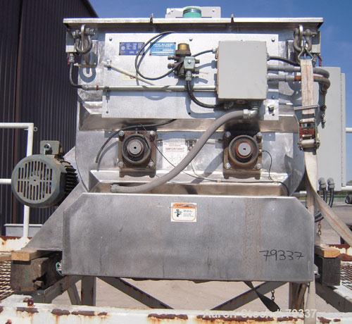 Used Phlauer Fluidized Zone Mixer, Model F-250S, 304 stainless steel, 8.8 cubic foot batch capacity. Non-jacketed trough 35.5" left to right x 43" front to back. 3" twin shaft counter-rotating, (15) ...