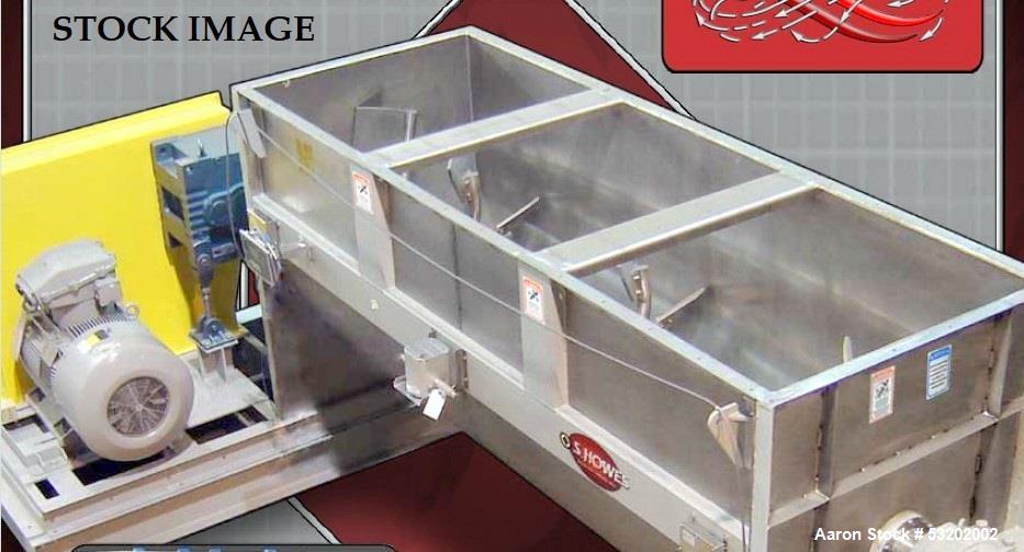 Used S. Howes Model M-368 Horizontal Paddle Blender – 63.6 Cu Ft, 20 HP, Carbon Steel, Center Discharge