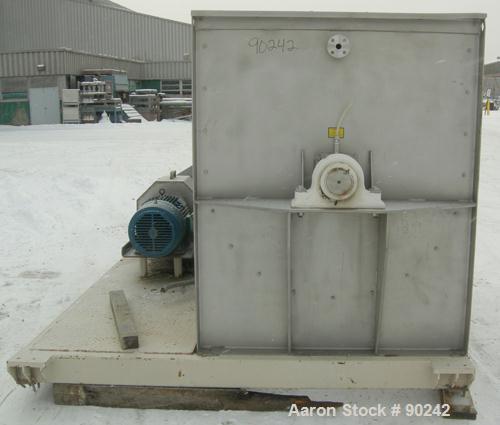 Used Scott Equipment Paddle Mixer, Model SPM4890SS, 94 cubic feet working capacity, 304 stainless steel. Non-jacketed trough 48" wide x 90" long x approximately 52" deep. 1 piece bolt-on top cover wi...