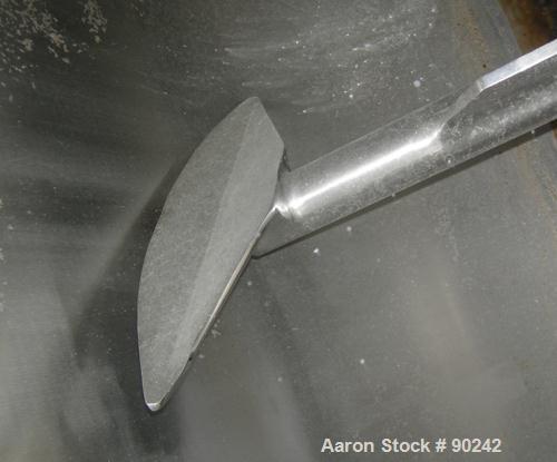 Used Scott Equipment Paddle Mixer, Model SPM4890SS, 94 cubic feet working capacity, 304 stainless steel. Non-jacketed trough 48" wide x 90" long x approximately 52" deep. 1 piece bolt-on top cover wi...
