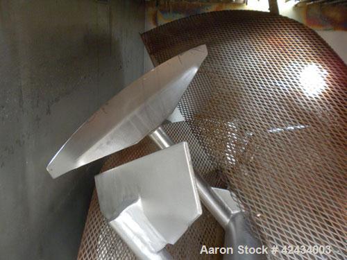 Used Scott Equipment Paddle Mixer, 100 Cubic Feet Capacity, 304 Stainless Steel. Stainless steel jacketed trough 96" long x 48" wide x approximately 54" deep. Bolt down top cover with hinged openings...
