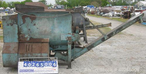 Used Weiler Paddle Mixer, Approximately 40 Cubic Feet Capacity, Carbon Steel. Non-jacketed trough 36" wide x 60" long x 41" deep. 6" diameter shaft, (8) 17" wide weld on paddles, posts 1" thick x  6"...