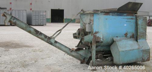 Used Weiler Paddle Mixer, Approximately 40 Cubic Feet Capacity, Carbon Steel. Non-jacketed trough 36" wide x 60" long x 41" deep. 6" diameter shaft, (8) 17" wide weld on paddles, posts 1" thick x  6"...