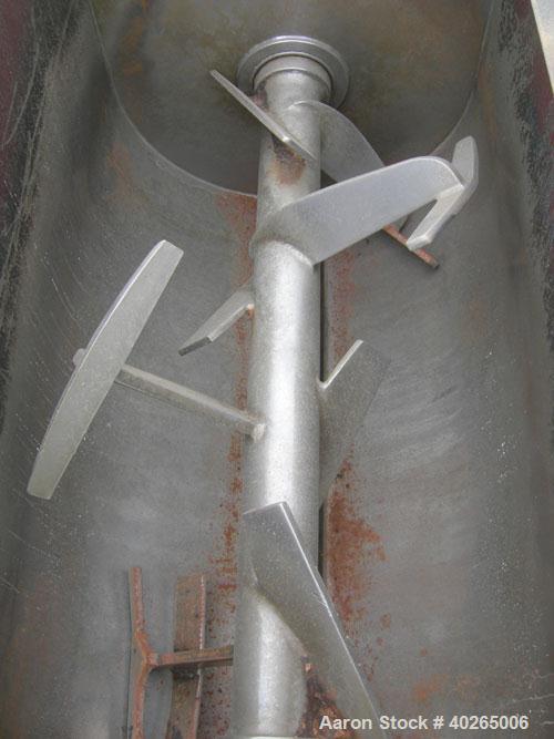 Used Weiler Paddle Mixer, Approximately 40 Cubic Feet Capacity, Carbon Steel. Non-jacketed trough 36" wide x 60" long x 41" deep. 6" diameter shaft, (8) 17" wide weld on paddles, posts 1" thick x  6"...