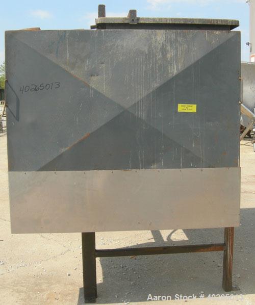 Used Weiler Paddle Mixer, Approximately 48 Cubic Foot Capacity, Carbon Steel. Trough measures 36" wide x 72" long x 50" deep.6" diameter screw discharge, 3" pitch.(4) paddle posts are 1" thickx 6" wi...