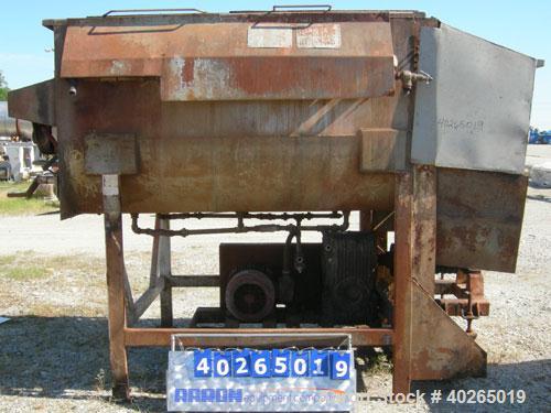 Used Twin Shaft Paddle Mixer, approximately 188 cubic feet working capacity, 316 stainless steel.Jacketed trough 66" wide x 84" long x approximately 44" deep.2 piece top cover.(2) 6" diameter carbon ...