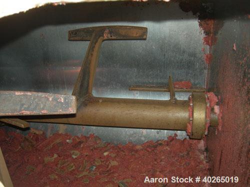 Used Twin Shaft Paddle Mixer, approximately 188 cubic feet working capacity, 316 stainless steel.Jacketed trough 66" wide x 84" long x approximately 44" deep.2 piece top cover.(2) 6" diameter carbon ...
