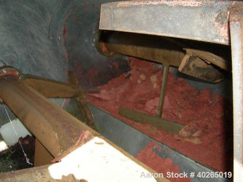 Used Twin Shaft Paddle Mixer, approximately 188 cubic feet working capacity, 316 stainless steel.Jacketed trough 66" wide x 84" long x approximately 44" deep.2 piece top cover.(2) 6" diameter carbon ...