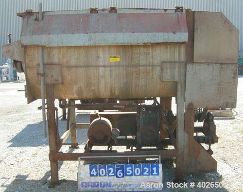 Used Twin Shaft Paddle Mixer, approximately 188 cubic feet working capacity, 316 stainless steel.Jacketed trough 66" wide x 84" long x approximately 44" deep.2 piece top cover.(2) 6" diameter carbon ...