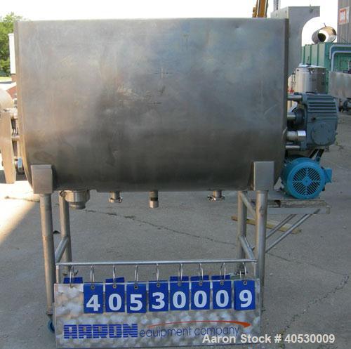 Used Will Flow Paddle Blender, approximately 26 cubic feet (200 gallon), 316 stainless steel. 30'' wide x 50'' long x 35'' deep dimple jacketed trough, rated 135 psi at 360 deg F. 2" diameter shaft w...