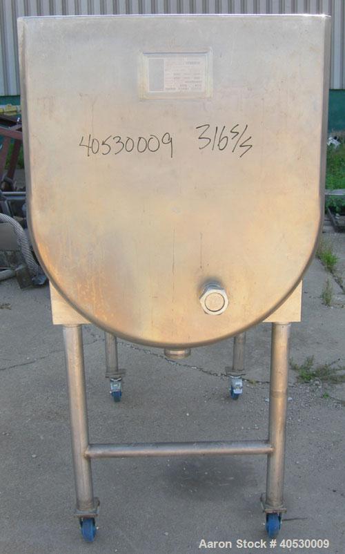 Used Will Flow Paddle Blender, approximately 26 cubic feet (200 gallon), 316 stainless steel. 30'' wide x 50'' long x 35'' deep dimple jacketed trough, rated 135 psi at 360 deg F. 2" diameter shaft w...