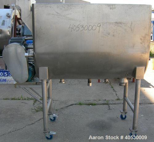 Used Will Flow Paddle Blender, approximately 26 cubic feet (200 gallon), 316 stainless steel. 30'' wide x 50'' long x 35'' deep dimple jacketed trough, rated 135 psi at 360 deg F. 2" diameter shaft w...