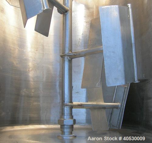 Used Will Flow Paddle Blender, approximately 26 cubic feet (200 gallon), 316 stainless steel. 30'' wide x 50'' long x 35'' deep dimple jacketed trough, rated 135 psi at 360 deg F. 2" diameter shaft w...