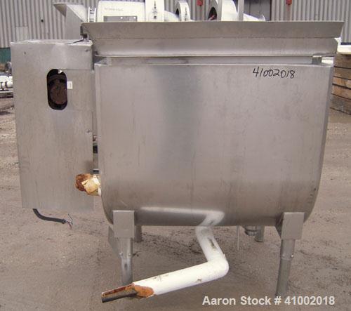 Used Will Flow Paddle Blender, approximately 20 cubic feet (150 gallon), 316 stainless steel. 30" wide x 38" long x 36" deep dimple jacketed trough, rated 55 psi at 300 degrees F. 2" diameter shaft w...