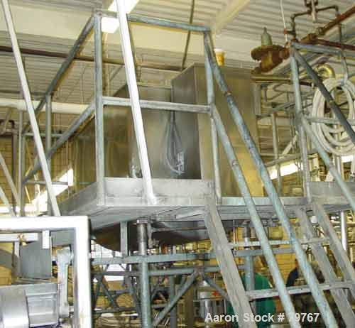 USED: Willflow paddle blender, approximate total capacity 66.8 cubic feet (500 gallon). Jacketed trough 42" wide x 75" long x 46" deep, rated 50 psi at 300 deg F. 1/3 hinged cover. 3" diameter shaft ...
